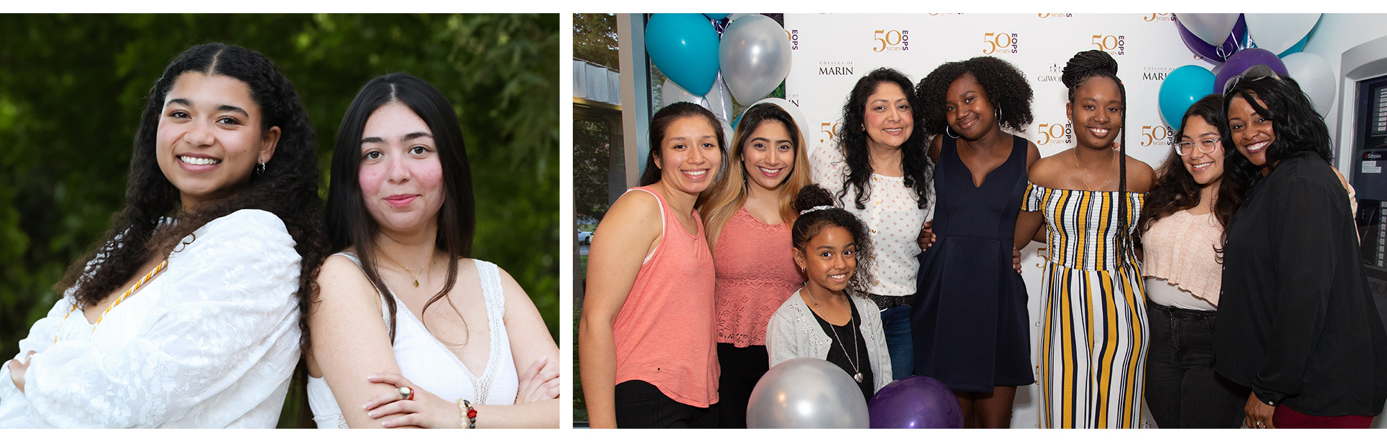 Collage of students and families posing at EOPS and NextUp celebration events.
