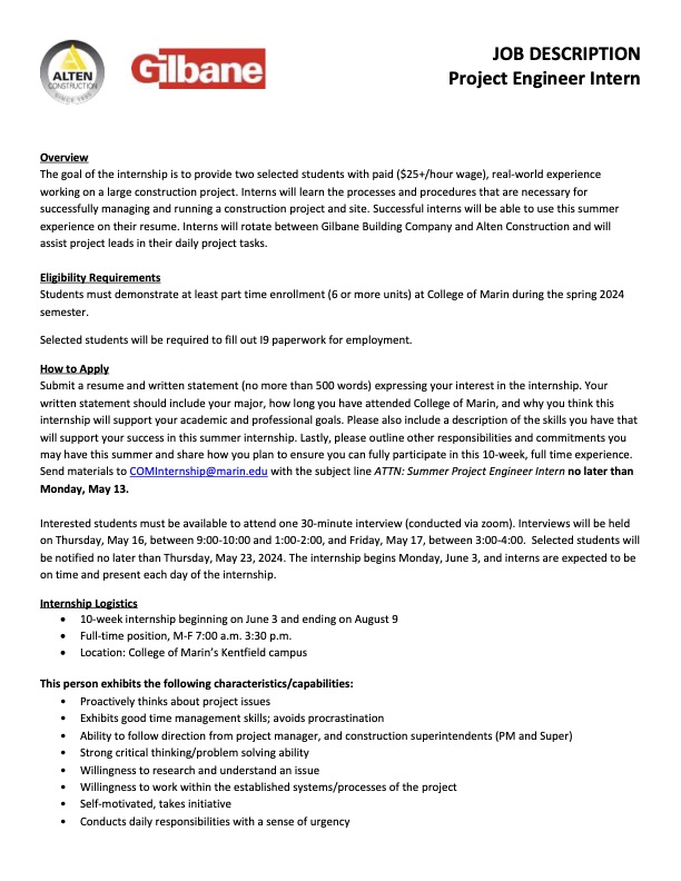 Summer Project Engineer Intern